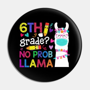 Quarantine Llama 6th Grade 2020 School Social Distance Shirt Funny Back To School Gifts Pin