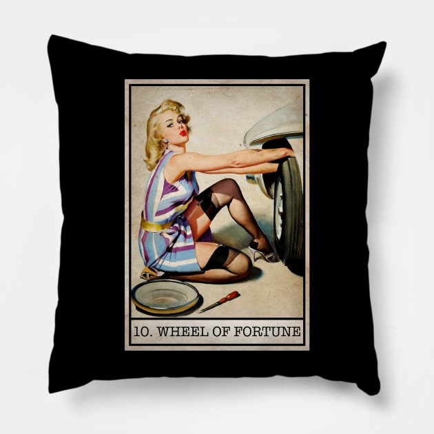 Tarot - Wheel of Fortune Pillow by Gwraggedann