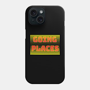 Going Places written as a slogan with a dotted background Phone Case