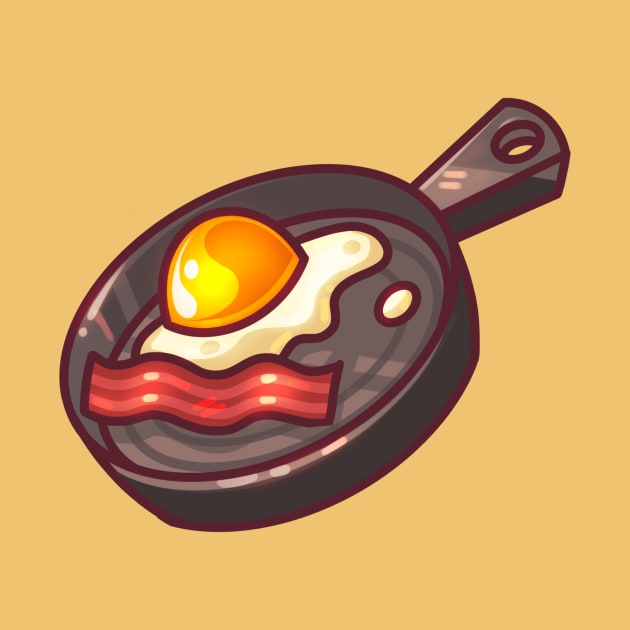 Cute Egg and Bacon Fry Pan by Claire Lin