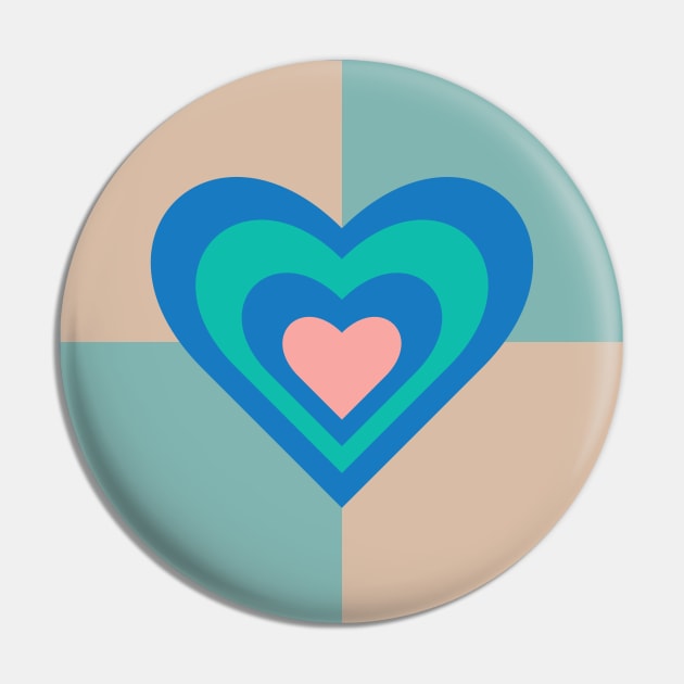 LOVE HEARTS CHECKERBOARD Retro Alt Valentines in Royal Blue Turquoise Pink on Beige Aqua Geometric Grid - UnBlink Studio by Jackie Tahara Pin by UnBlink Studio by Jackie Tahara