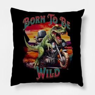 T-Rex Dinosaur On A Motorbike 2 Pillow