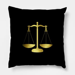 Gold Scales Of Justice on Black keeping law and Order Pillow