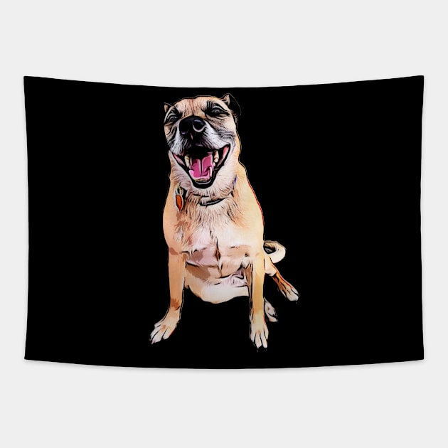 Hand Drawn Smiling Terrier Dog Tapestry by kamdesigns