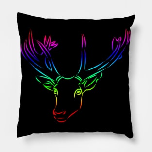 deer in the colors of the rainbow Pillow