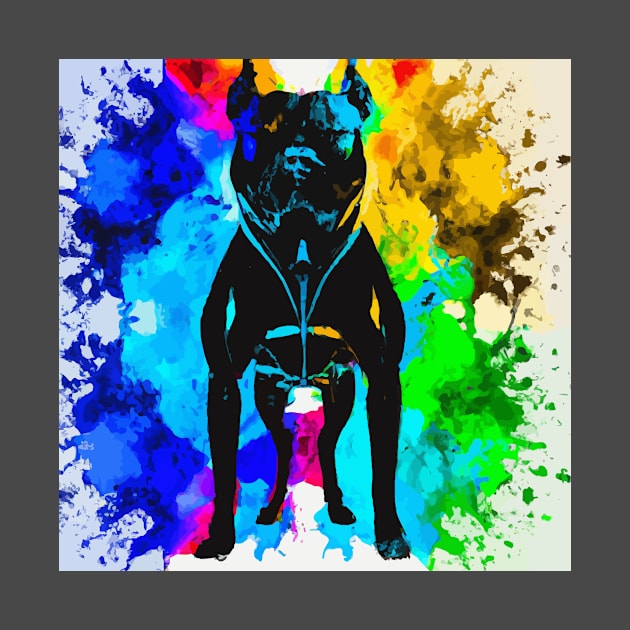 Pit Bull Terrier Colorful Painting Art by Furrban