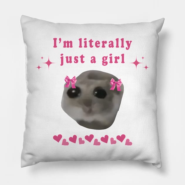 sad hamster meme a girl Pillow by rysiupol