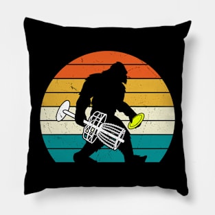 Retro Bigfoot Disc Golf Eighties Sasquatch Disc Golfing Pillow