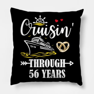 Cruising Through 56 Years Family 56th Anniversary Cruise Couple Pillow