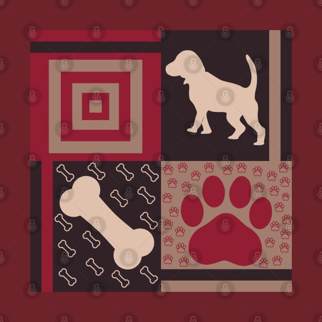 Beagle Puppy Dog Pattern, Burgundy by JahmarsArtistry - APA