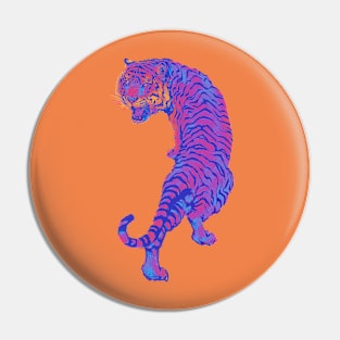 Cyberpunk Neon Pink and Blue Tiger Pin