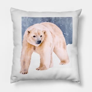 Watercolor Polar bear hunting Pillow