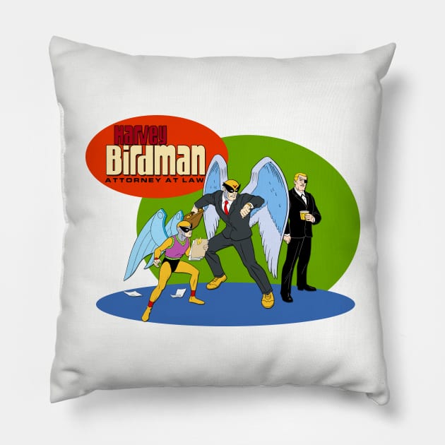 Harvey Birdman Pillow by BigOrangeShirtShop