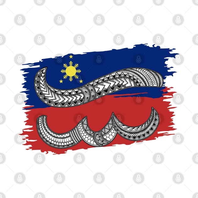 Philippine Flag Tribal line Art / Baybayin Letter E / I by Pirma Pinas