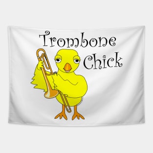 Trombone Chick Black Text Tapestry