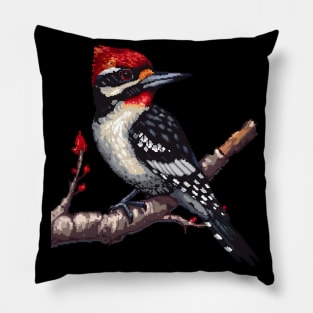 Woodpecker in Pixel Form Pillow