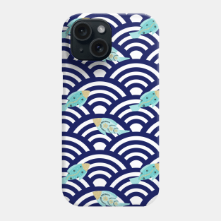 Fishes in seigaiha waves Phone Case
