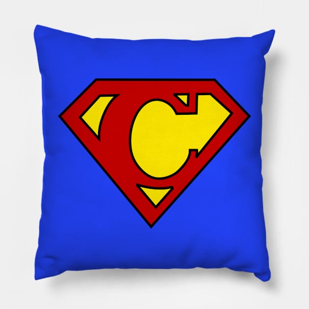 Superhero Symbol Letter C Pillow by NextLevelDesignz