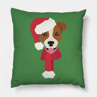 Christmas Jack Russell Dog Face Pillow