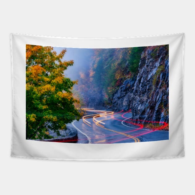 Car L.ights at the Hawk's Nest Tapestry by jforno