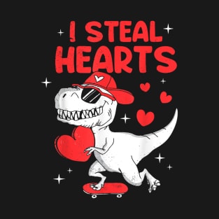 I Steal Hearts Trex Dino Valentine's Day T-Shirt