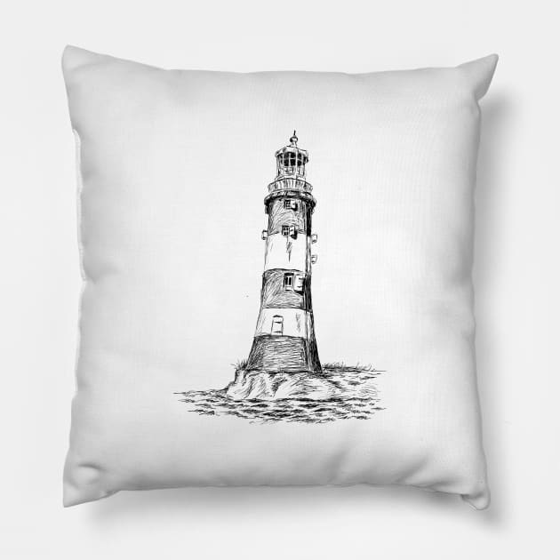 Lighthouse Illustration Pillow by rachelsfinelines