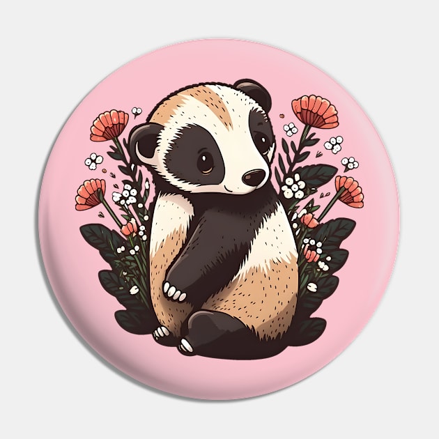 Badger surrounded by flowers Pin by Cute Planet Earth Mini