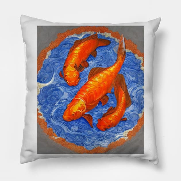 The Art of Koi Fish: A Visual Feast for Your Eyes 6 Pillow by Painthat