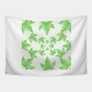 Green falling Maple Leaves Tapestry