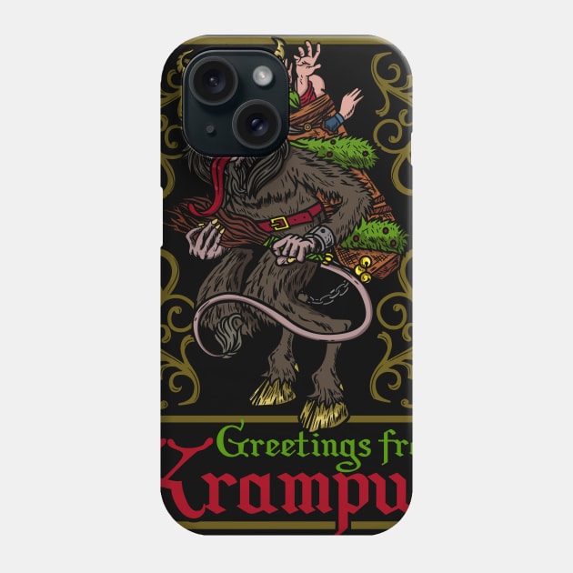 Greetings From Krampus - Christmas Devil Gift Phone Case by biNutz