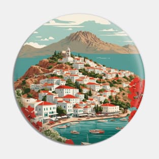 Hydra Greece Tourism Vintage Travel Poster Pin