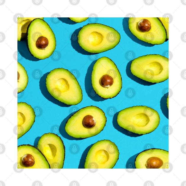 Simple Avocado Pattern on blue background by gronly