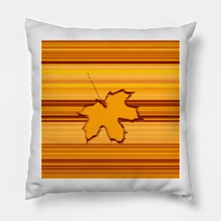 Autumn Leaf On Stripes Pillow