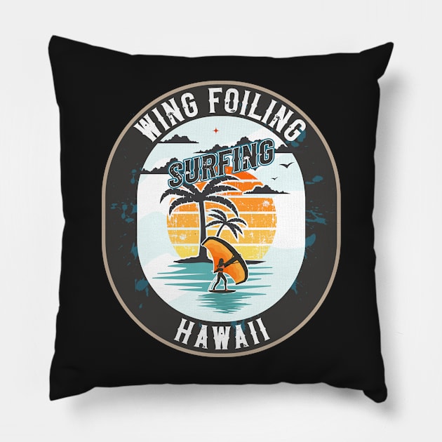 WING FOILING SURFING HAWAII Pillow by HomeCoquette