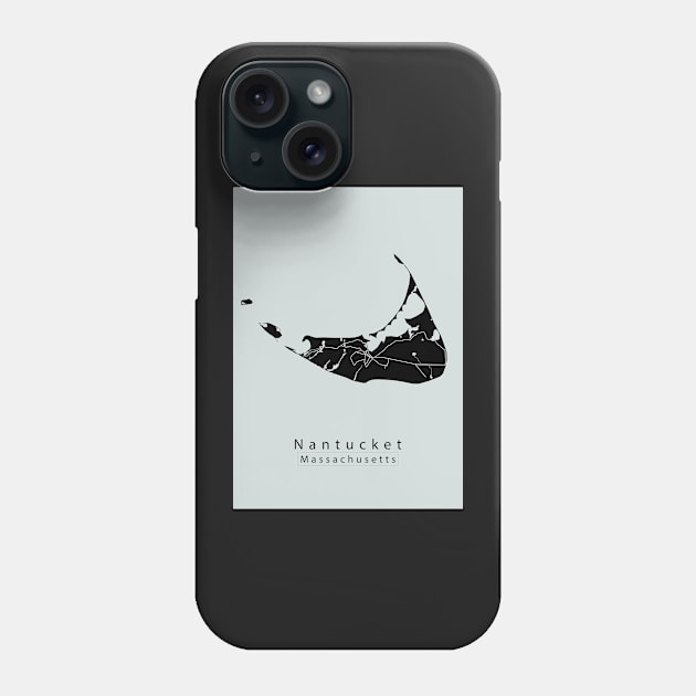 Nantucket Massachusetts Island Map dark Phone Case by Robin-Niemczyk