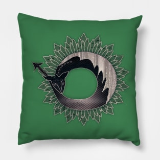 Black Dragon, Green Flame Pillow