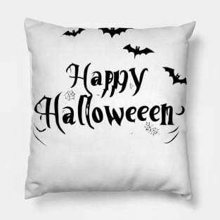 Happy Halloween typography poster with handwritten calligraphy text illustration Pillow