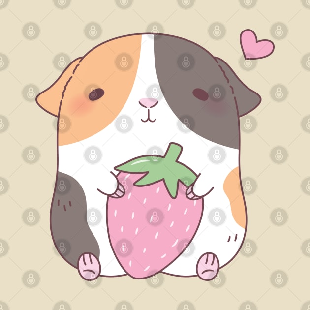 Cute Guinea Pig Loves Strawberry by rustydoodle