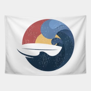 Surfboard sunset Tapestry