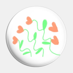 Orange green heart watercolor art Pin