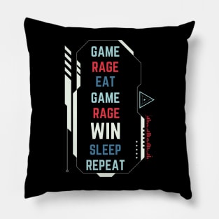 Game, Rage, Win, Sleep, Repeat - Funny Gamer Pillow