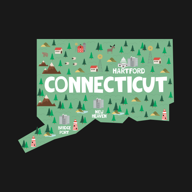 Connecticut illustrated map by JunkyDotCom