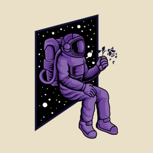 Astronaut holding black rose T-Shirt