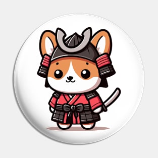 cute corgi super samurai warrior Pin