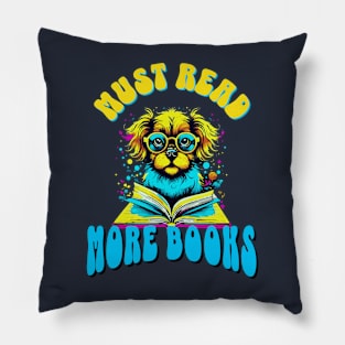 Must Read More Books Cute Dog Reading Pillow