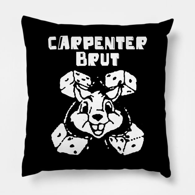 carpenter brut bunny dice Pillow by doggo babushka