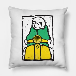 Classic Retro, Vintage,  scooter, Scooterist, Scootering, Scooter Rider, Mod Art Pillow