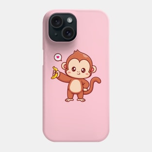 Cute Monkey Holding Banana Cartoon Phone Case