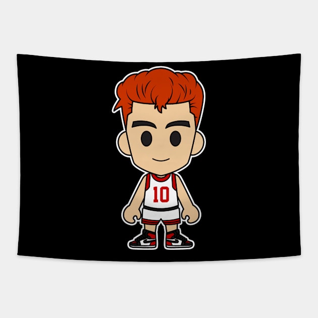 Hanamichi Sakuragi White Jersey Tapestry by Chibi Pops