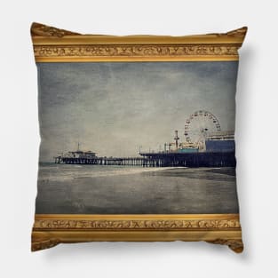 Vintage Santa Monica Pier framed Painting Pillow